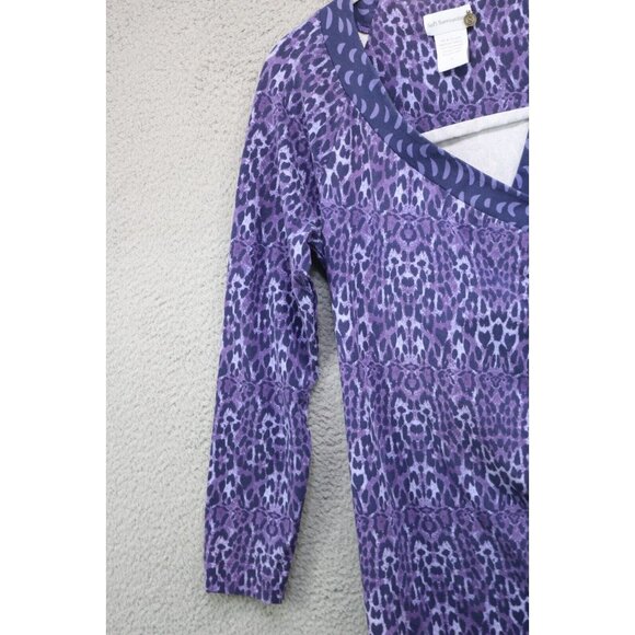 Soft Surroundings Animal Print V Neck Ruched Midi Dress-Size Small-Stretchy - Picture 3 of 8